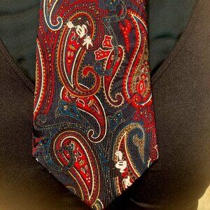 DISNEY Navy Blue Red Paisley MICKEY MOUSE silk Necktie Tie